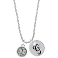 thumbnail image 1 of Delight Jewelry Silvertone Round EMT Star of Life Silvertone Script Initial Disc - G - Charm Necklace, 20"+3", 1 of 4