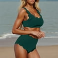 thumbnail image 6 of UTSJKR Scalloped Trim Two Piece Swimsuits for Women High Waisted Bikini Sets Tummy Control Cheeky Bathing Suits Swimwear Green S, 6 of 7