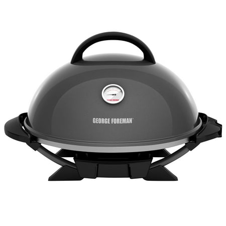 George Foreman 15+ Serving Indoor / Outdoor Electric Grill with Ceramic Plates, Gun Metal, (Best Indoor Electric Grill For Steaks)