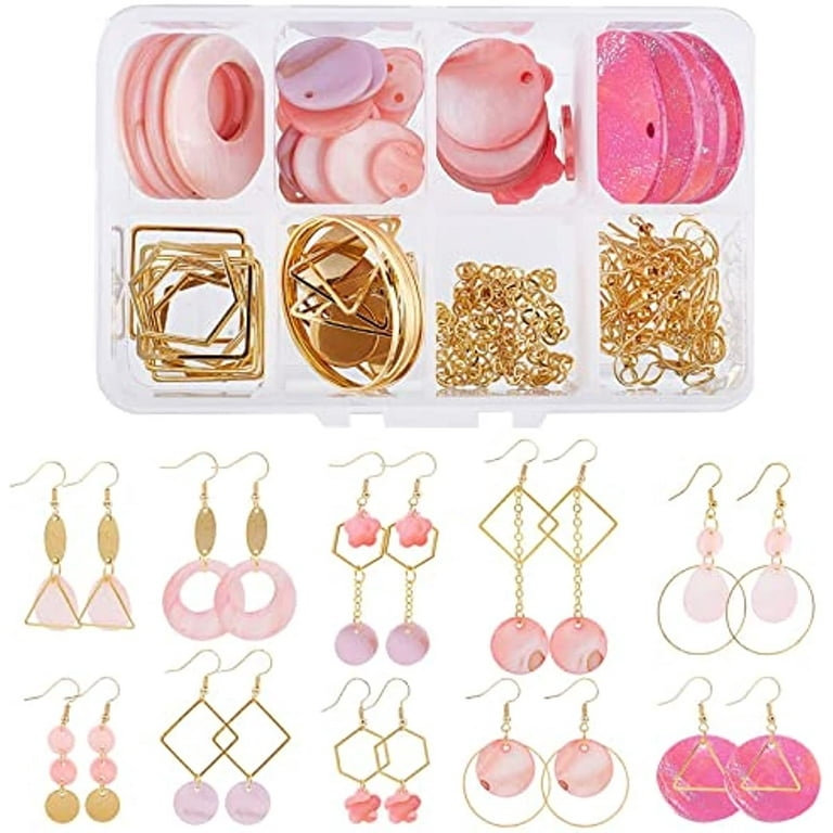 1 Box DIY 10 Pairs Filigree Dangle Earrings Hollow Earring Making Starter  Kit with Glass Pearl Beads Metal Links Brass Earring Hooks for Jewelry