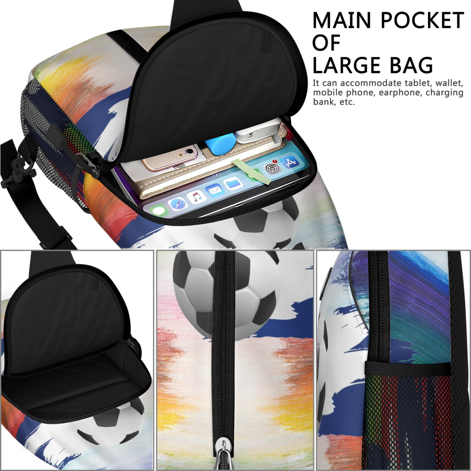 Competition Ready Sports Sling Backpack for Kids and Teens – Water-Resistant Crossbody Shoulder Bag with Secure Zippers, Partitioned Compartments, Large Front Pocket, Perfect for Baseball,