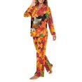 thumbnail image 5 of DISNIMO Women's 2 Piece Lounge Sets Cat Maple Leaf Printed Soft Button Down Pajama Set with Pockets Long Sleeve Sleepwear with Long Pajama Pants, M, 5 of 7