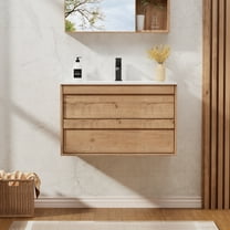 Eclife 30-Inch Wall-Mounted Bathroom Vanity with Integrated Sink Top, Floating Cabinet