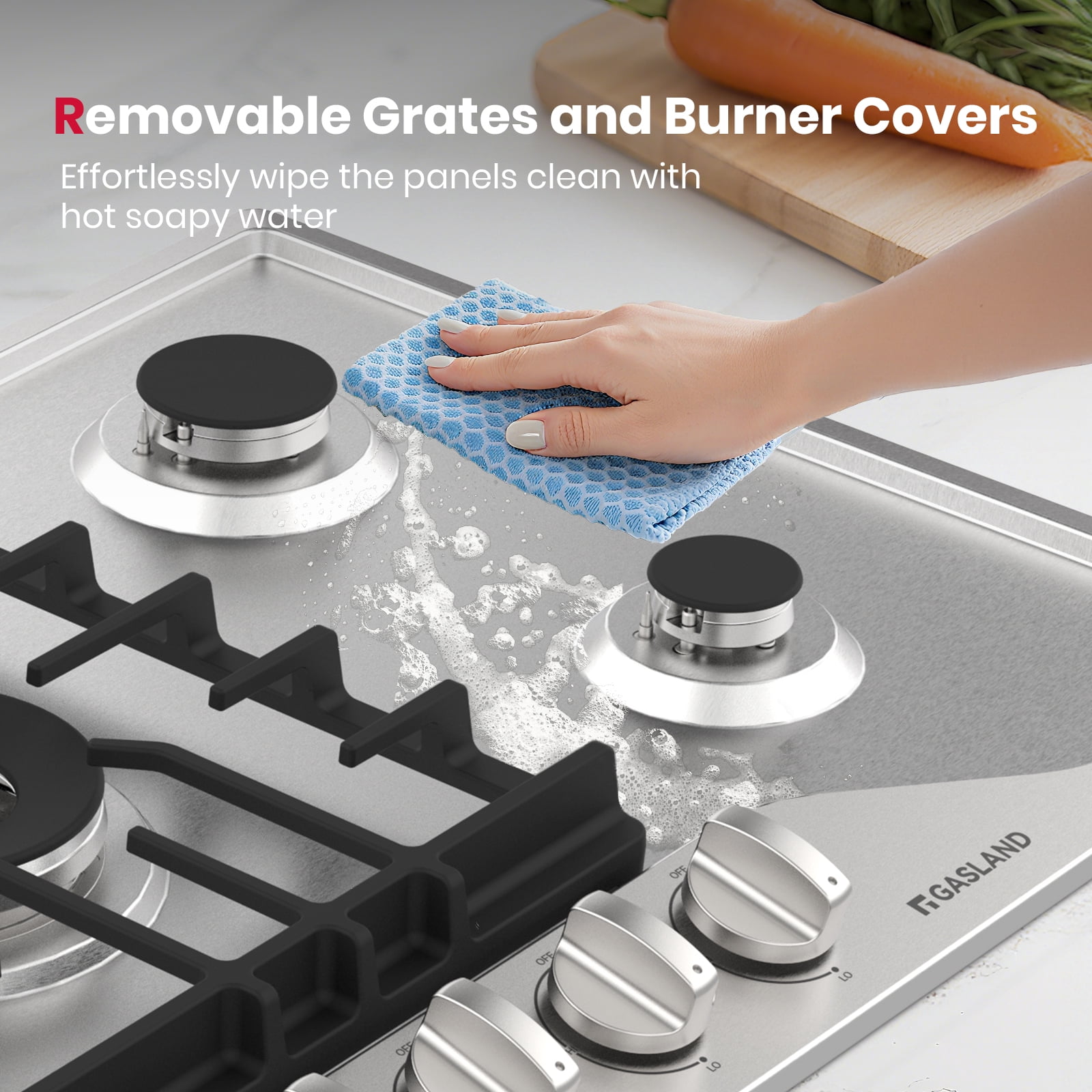 Gasland 36" 5 Burners Gas Stove Top, NG/LPG Convertible Built-in Gas Cooktop, Stainless Steel