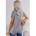 thumbnail image 3 of T-shirt Gris à Manches Courtes et Col Rond pour Femmes, 3 of 6