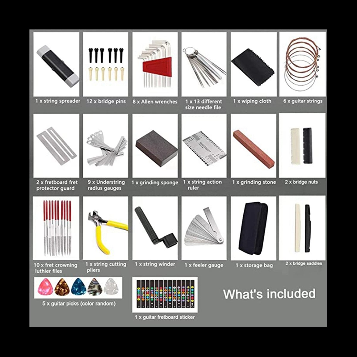 77 Pieces Guitar Maintenance Kit Repair Tool Set