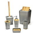 thumbnail image 2 of KRALIX Bathroom Set 6 Pieces Gray Plastic/Bamboo Bathroom Accessories, 2 of 7
