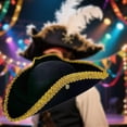 thumbnail image 6 of FVDPWYE Pirate Buccaneer Tricorn Hat for Stage Performance, Holidays, Cosplay, Birthdays Double lace hat brim, 6 of 7