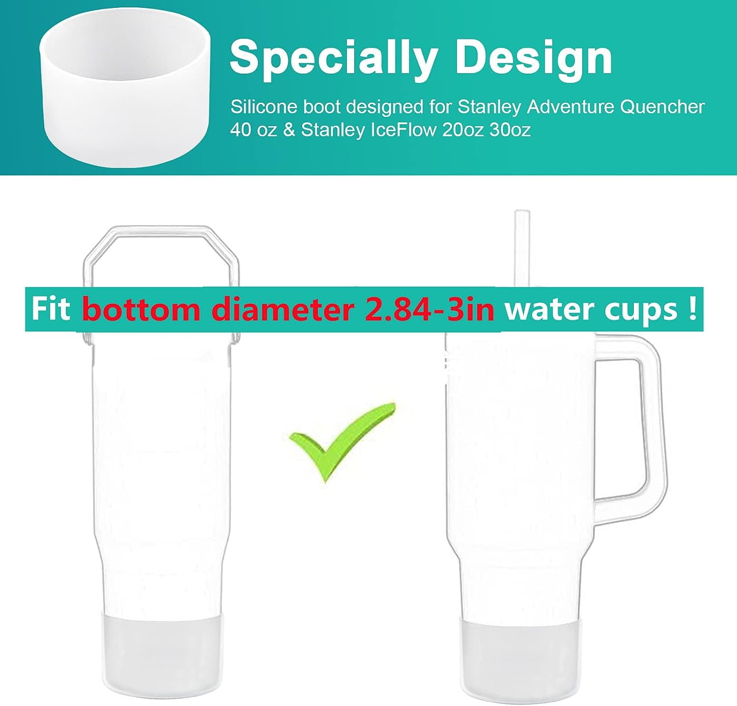 2.8 in Silicone Boot for Stanley Cup Accessories, Protector Silicone Water  Bottle Bottom Sleeve for Stanley 40 oz Tumbler Simple Modern Tumbler with  Handle, (3PCS Blue) 
