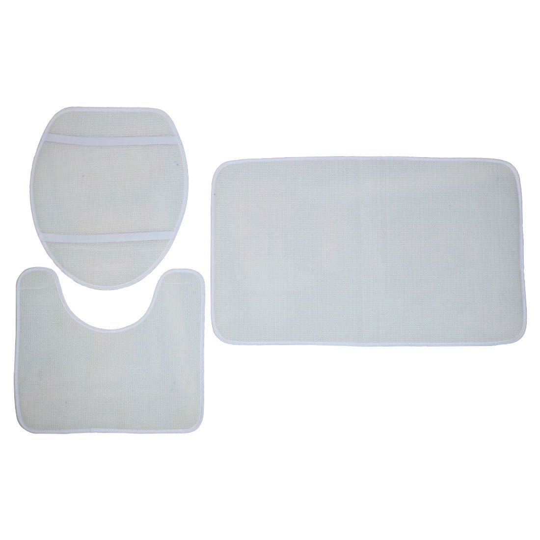 Bathroom Washable Non-slip Flannel Floor Mat Bath Rug Set 3 in 1 Seagreen