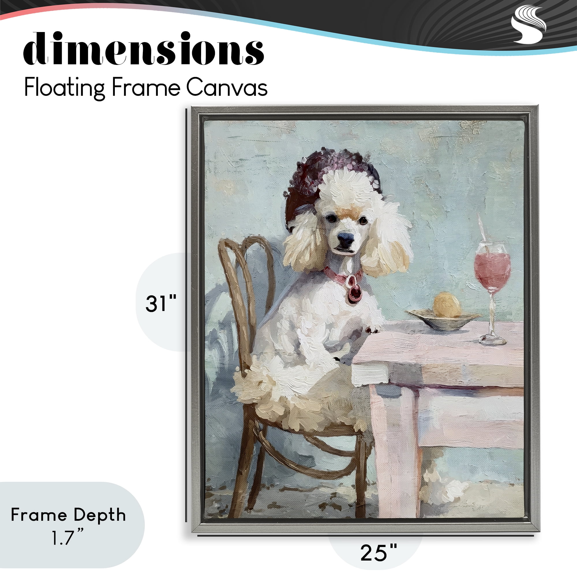 Stupell Industries Ladies Who Lunch Poodle Gray Framed Floater Canvas Wall Art, design by Annabelle Hall