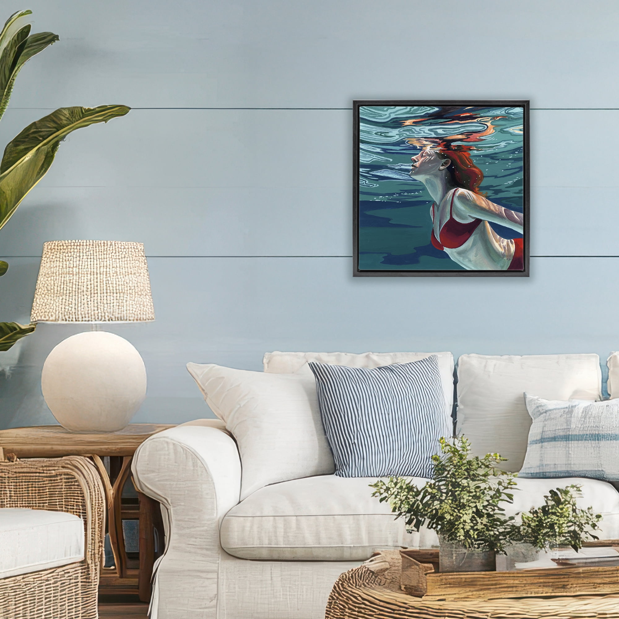Stupell Industries Swimming To The Surface Black Framed Floater Canvas Wall Art, design by Kate Jarvik Birch