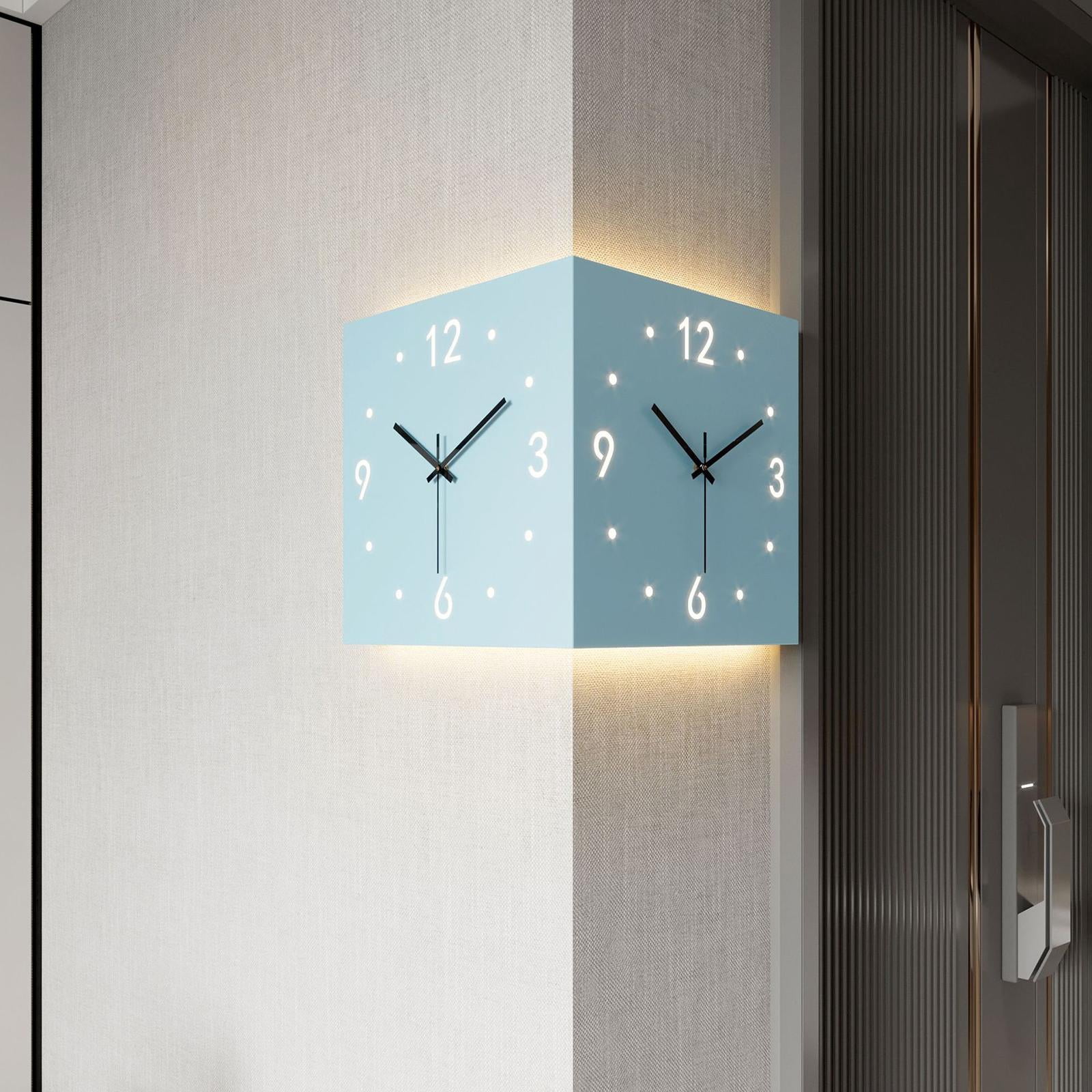 Baoblaze Double Sided Corner Wall Clock Friend Gift for Living Room Hotel Dining Room Blue