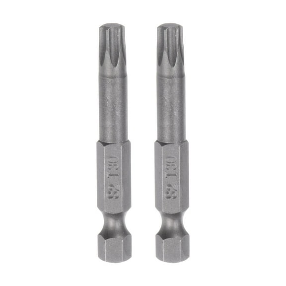 Uxcell T30 Magnetic Security Star 5 Point Torx Screwdriver Bit 1/4" Hex Shank 2" Length Screw Driver, 2Pack