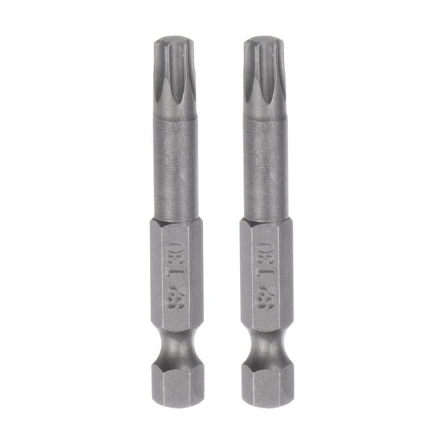 Punta de destornillador de estrella de seguridad magnética Uxcell T30 de 6 puntos, vástago hexagonal de 1/4" y longitud de 2", paquete de 2