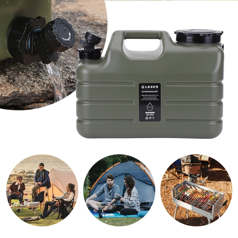 Yucurem 3 Gallon Water Container with Spigot, No Leakage Camping Water Jug, Portable Water Storage Tank for Emergency Outdoors Camping Hiking Picnic, Green