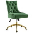 thumbnail image 1 of Modway Chaise de Bureau Pivotante en Velours Performance Capitonné, Émeraude Dorée, 1 of 7
