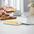 thumbnail image 5 of Kook 7.5” White Butter Dish with Lid Butter Storage Container Ceramic Tray, 5 of 5