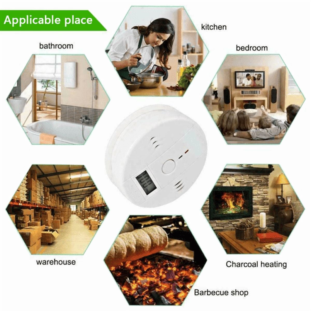 4 Pack LCD Display CO Carbon Monoxide Gas Detector Device Home Safety Alarm Detector