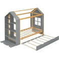 thumbnail image 5 of Twin Size House Platform Bed with Storage Shelves, Wooden Bed Frame with Trundle, 5 of 5