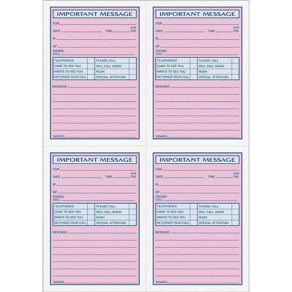 TOPS Telephone Message Book, Fax/Mobile Section, 5.5 x 3.88, 4/Page, 400 Forms