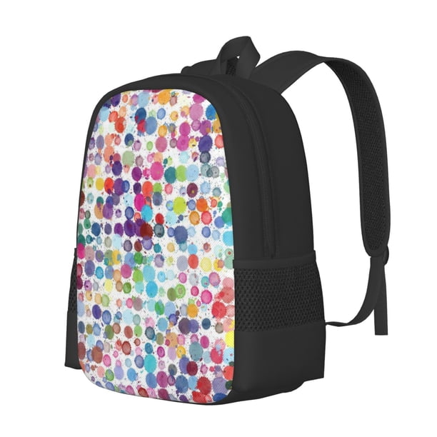 Balery Colorful Watercolor Dots Mochila para hombre y mujer - Tela Oxford 600D resistente - Gran capacidad, resistente al agua, ideal para la escuela, viajes y senderismo