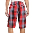 thumbnail image 2 of Men's Plaid Checkered Multi Pocket Elastic Waist Lightweight Casual Cargo Shorts (4 Red/Black/Grey, L), 2 of 3