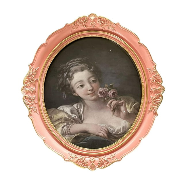 DOLITY Cadre Photo 10x12 Pouces Antique Orné Décoratif en Résine Gravée Ovale