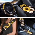 thumbnail image 3 of Uorisanigo Sunflower Cow Print Car Seat Cover Font Rear Set with Seatbelt Pads Handbrake Shift Knob Covers Headrest Arm Rest Cover Steering Wheel Cup Coasters Key Chains,Universal Fit,Set of 18, 3 of 7