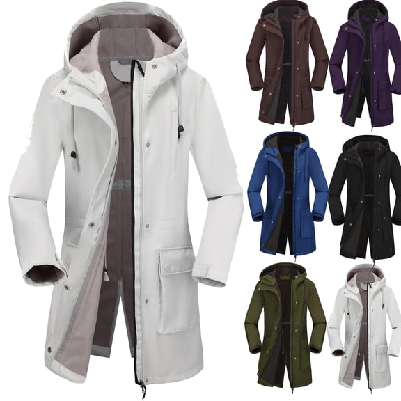 Women's Cotton Jackets with Zipper Pocket Parka Outwear Waterproof Windproof Outdoors Long Sleeved Hooded Jacket