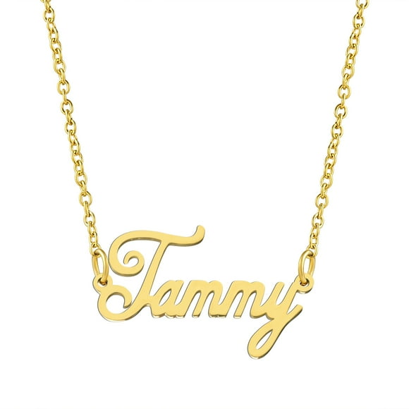 KISPER 18K Gold Plated Stainless Steel Personalized Name Pendant Necklace, Tammy