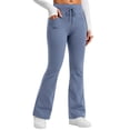 thumbnail image 2 of LMIHMI Womens Flare Leggings with Pockets Drawstring High Waist Bootcut Yoga Pants Stretch Bell Bottoms(Navy,Small), 2 of 5