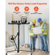 KFFKFF 11ft Drywall Lift, Durable 150 lbs Panel Hoist with Adjustable Telescoping Arm, Lockable Wheels, Sheetrock Lifter for Ceiling and Wall Installation (Black)