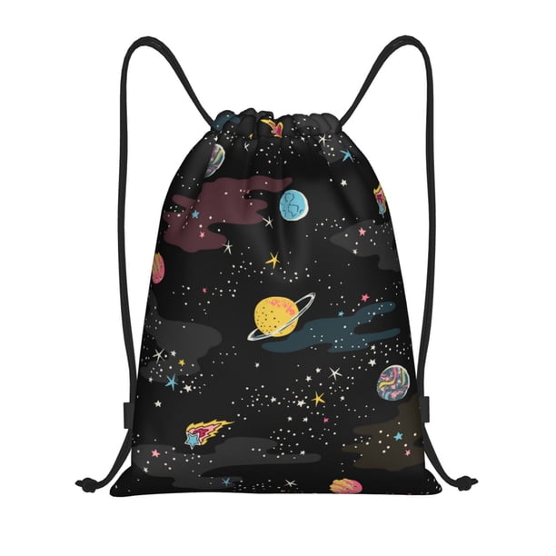 Fotbe Galaxy Bolsa Mochila con Cordón Estampada, Bolsa de Gimnasio Deportiva, Bolsa Cinch, Bolsa con Cordón para Hombres y Mujeres-Medium