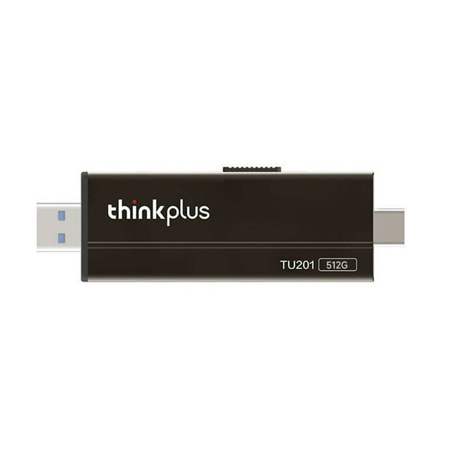 thinkplus TU201 512GB Dual-Port USB3.0+Type-C SSD Flash Drive with Push-Pull Design, Zinc Alloy Shell - High-Speed 450MB/s Read, 350MB/s Write - Plug & Play for Smartphone, Tablet, PC, Laptop, Car