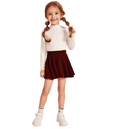 

Peyakidsaa Toddler Baby Girl Pleated Skirt Velvet High-Waist Mini Skirt Princess Fall Warm Skirt Baby Clothing