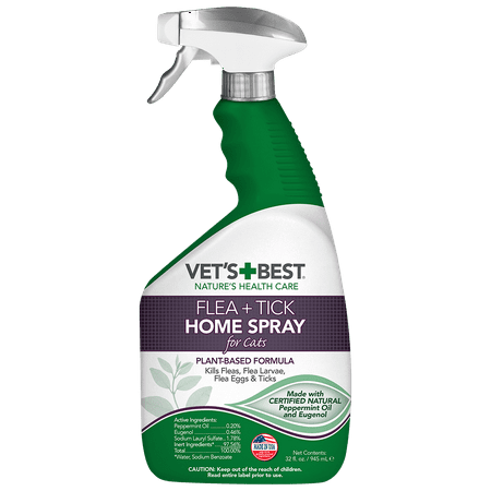 Vet's Best Flea and Tick Home Spray for Cats | Flea Treatment for Cats and Home | Flea Killer with Certified Natural Oils | 32 (Best Flea For Cats)