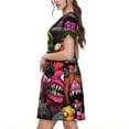 thumbnail image 2 of Fotbe Monstrous Cartoon Characters Vestido Largo de Moda para Mujer, Vestido Tipo Camiseta con Manga Corta y Estilo Casual a Rayas y Bloques de Color, 2 of 6
