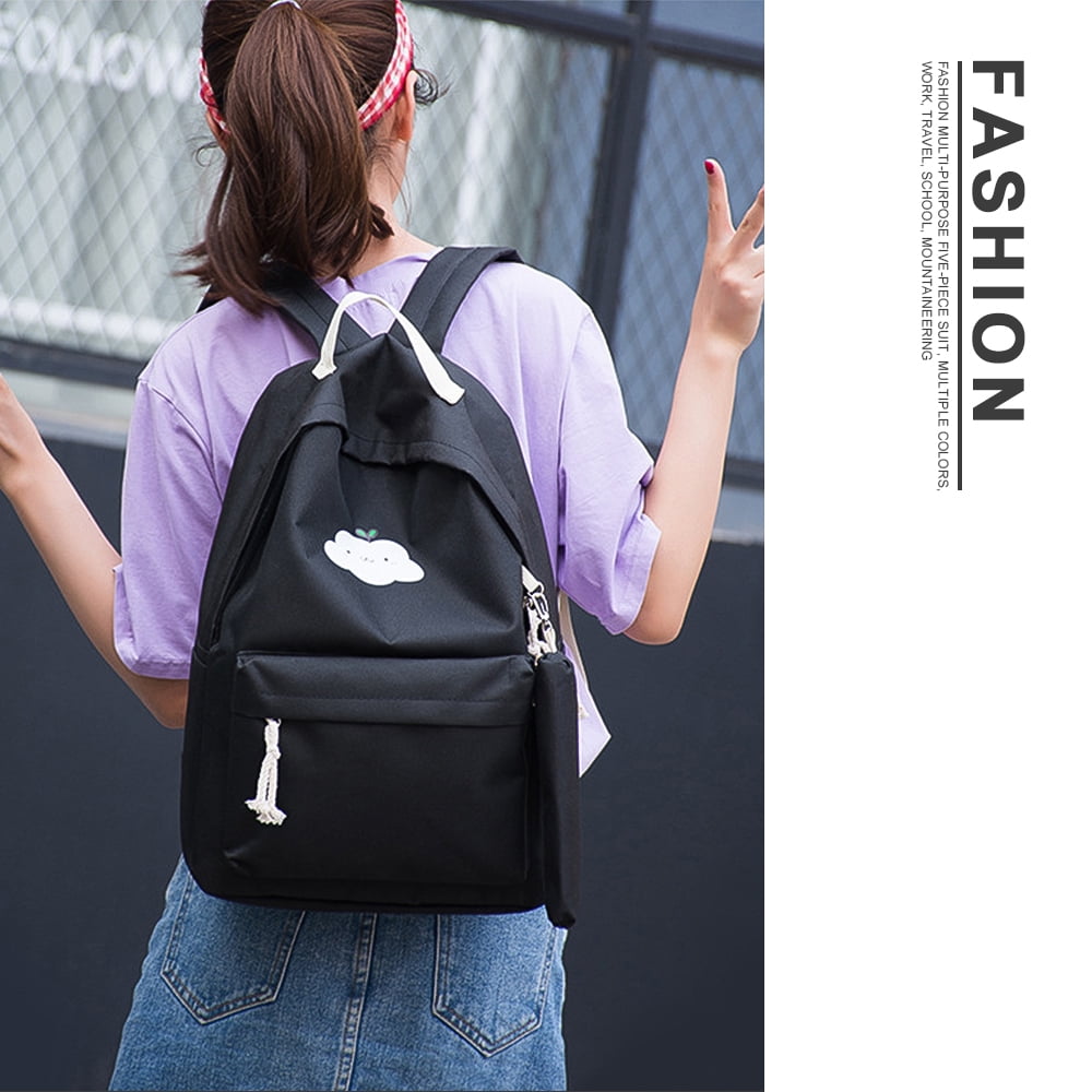5 Set Student School Bag, School Backpack for Teens, Cartoon Canvas Backpack for Teenager Boy and Girl 5 Set Student School Bag, School Backpack for Teens, Cartoon Canvas Backpack for Teenager Boy and Girl