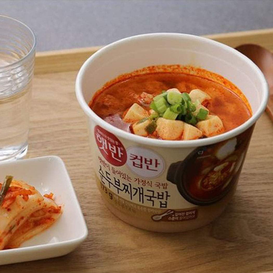Cupbahn Korean Pre-Cooked Meal with White Rice - 25 Taste by Hetbahn ?? ?? (Soft Tofu Stew, 4 Bowls)