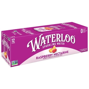Waterloo Raspberry Nectarine Sparkling Water, 12 Pack Cans