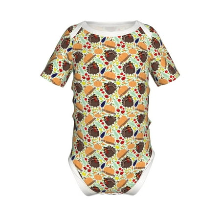

Lukts Thanksgiving Print Baby Short Sleeve Romper Onesie for Newborn Baby Boys and Girls-9M