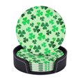 thumbnail image 1 of Posavasos de cuero de 6 piezas, posavasos irlandeses con diseño de trébol verde y feliz día de San Patricio para bebidas, posavasos para tazas, regalo de inauguración de la casa, ideal para la, 1 of 7