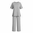 thumbnail image 6 of RYRJJ Pajamas for Women Soft Pjs Lounge Sets Short Sleeve Crewneck Tops and Long Pants 2 Piece Pjs Set with Pockets for Sleep Home Travel, 6 of 7
