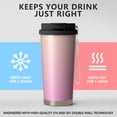 thumbnail image 2 of 18oz Travel Coffee Mug, 316 Stainless Steel Vacuum Insulated Tumbler with 2-in-1 Straw Lid & Strap, Color Gradient Print, 2 of 6