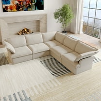 Sodrens Modular Sectional Sofa,Modern Corner Sofa Linen Fabric Couch Free Combination Sofa,5-Seat Sofa for Living Room,Beige