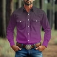thumbnail image 2 of LNWUY (S-5XL) Big and Tall Mens Dress Shirt Gradient Print Long Sleeve Business Casual Button Down Shirt with Pocket Purple XXXXXL, 2 of 8