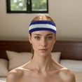 thumbnail image 6 of Unique Bargains 1 Set Soft Headband with Wristband Sweat Headband for Sport Blue White, 6 of 6