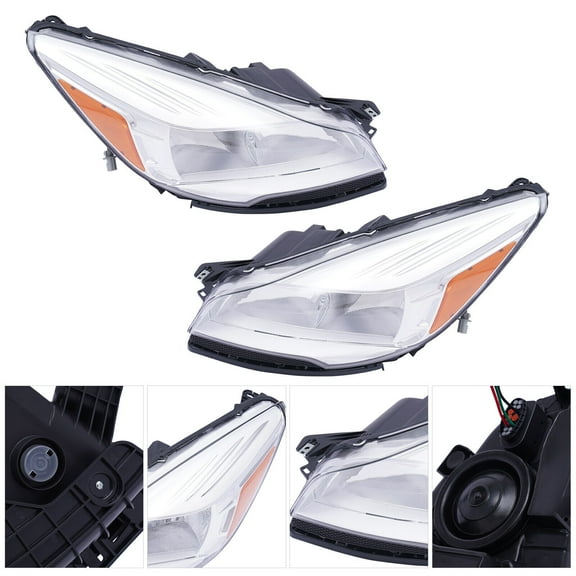 Left Right Headlights Headlamps Assembly for 2013 2014 2015 2016 Ford Escape Direct Replacement