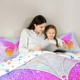 thumbnail image 4 of Feelyou Teens Glitter Butterfly Bedding Comforter Set 7 Pieces, Fashion Animal Full Bedding Set, Dreamy Mermaid Scale Print Reversible Fitted Sheet Flat Sheet, Luxury Bedroom Decor, 4 of 8